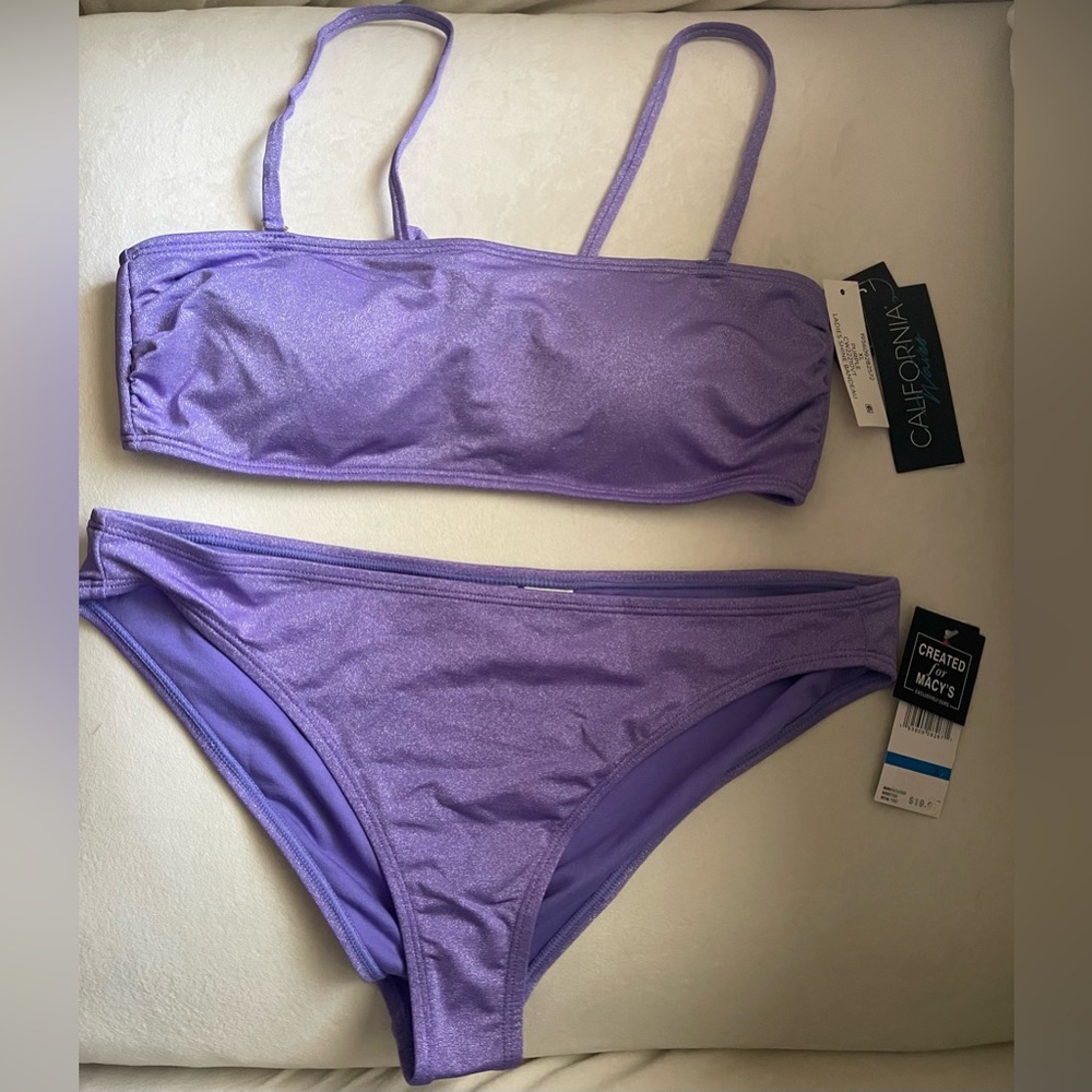 NWT California Waves 2 Pieces Swimsuit Bikini Size XL Purple Color